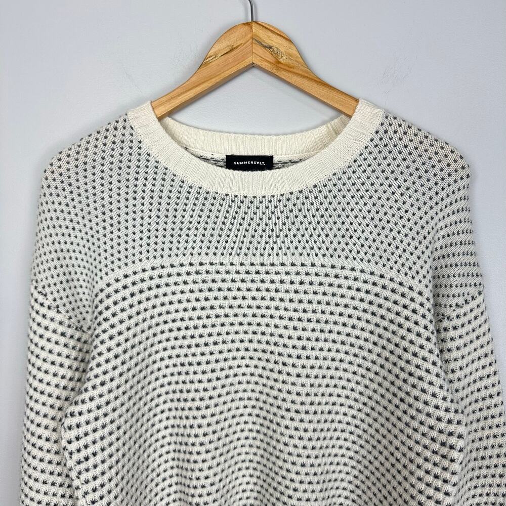 Summersalt Sweater Luxe Cashmere Wool Blend Mix Stitch Balloon Sleeve Crew Neck - Picture 7 of 10